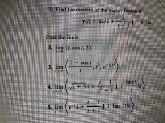 Solved 1. Find the domain of the vector function r)= In ti+ | Chegg.com