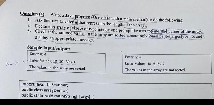 Solved Question (4) Write a Java program (One class with a | Chegg.com