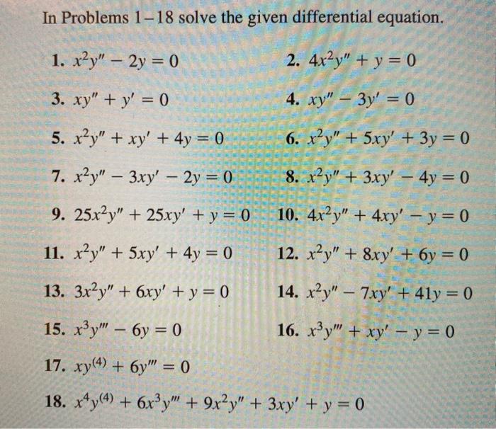 Solved In Problems 1-18 solve the given differential | Chegg.com