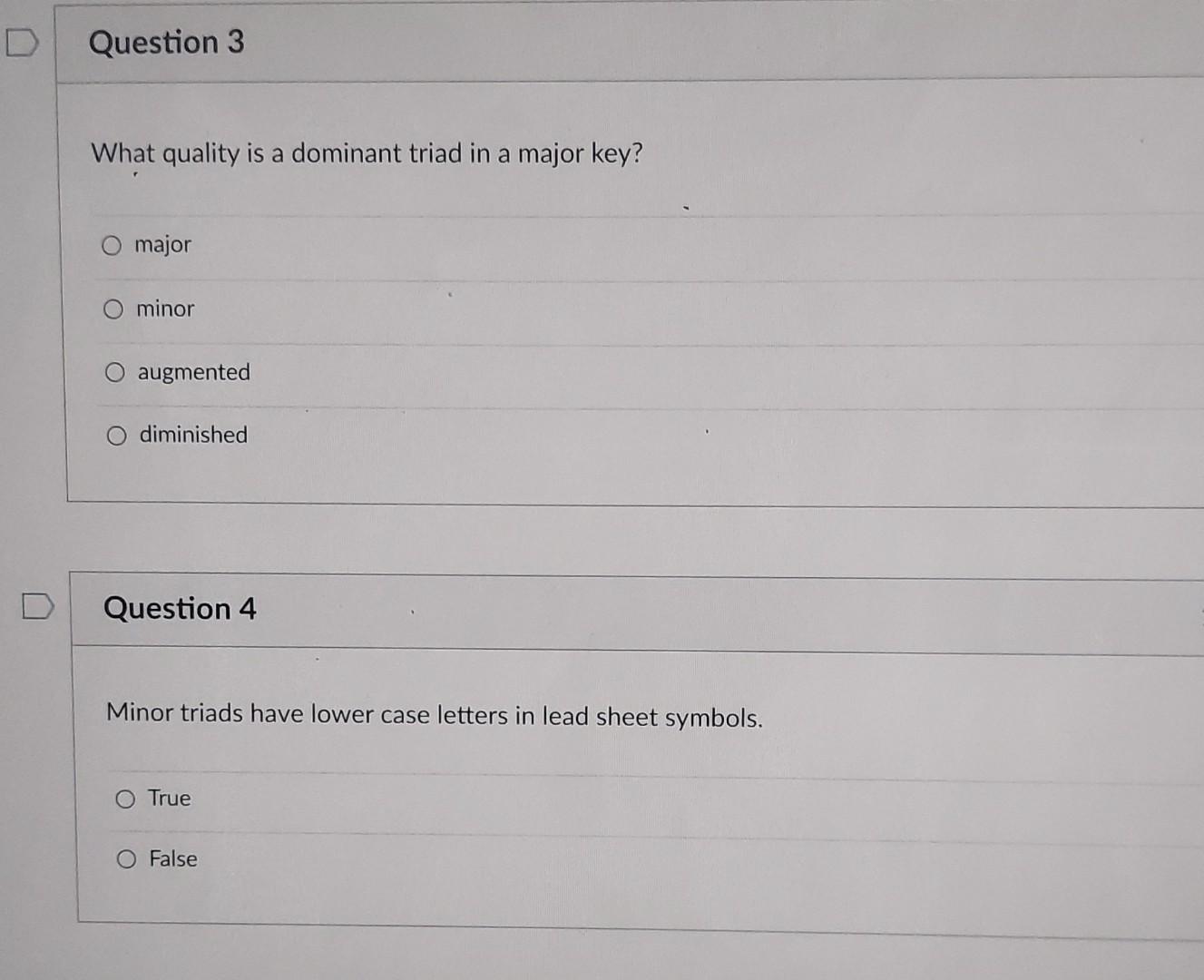 Lead sheet symbols are placed above the staff. True