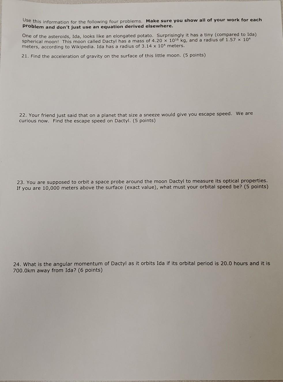 Solved Use this information for the following four problems. | Chegg.com