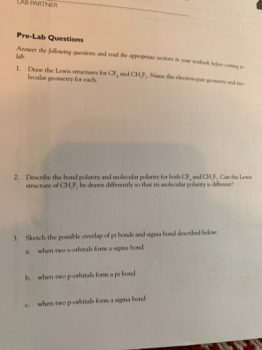 Solved Lab Partner Pre Lab Questions Answer The Following 1600