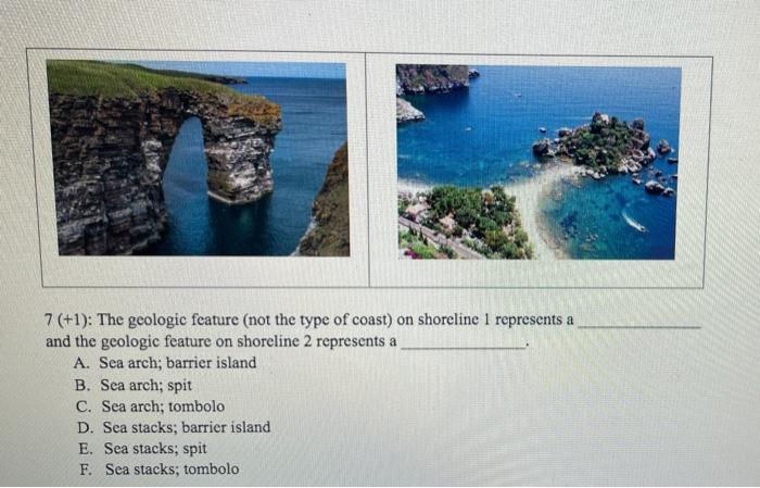 Solved 7(+1): The geologic feature (not the type of coast) | Chegg.com