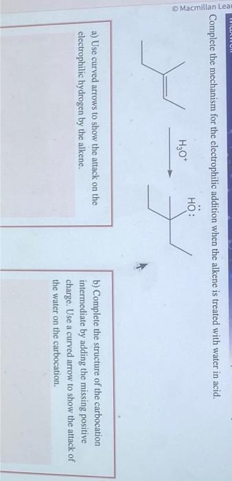 Solved Complete The Mechanism For The Electrophilic Addition – RQNSQ