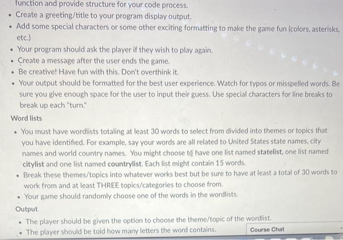 Solved Using the example code from the HangMan program in | Chegg.com