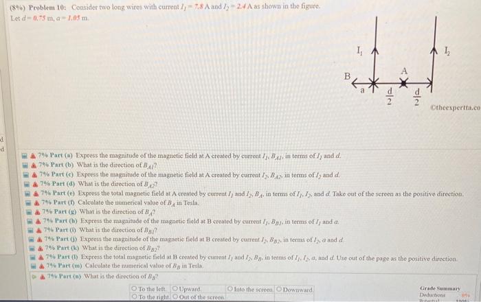 Solved (8\%) Problem 10: Consider Two Long Wires With | Chegg.com