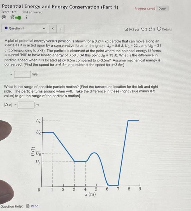 Solved Potential Energy And Energy Conservation Part 1 5407