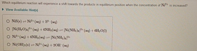 Solved Which equilibrium reaction will experience a shift | Chegg.com