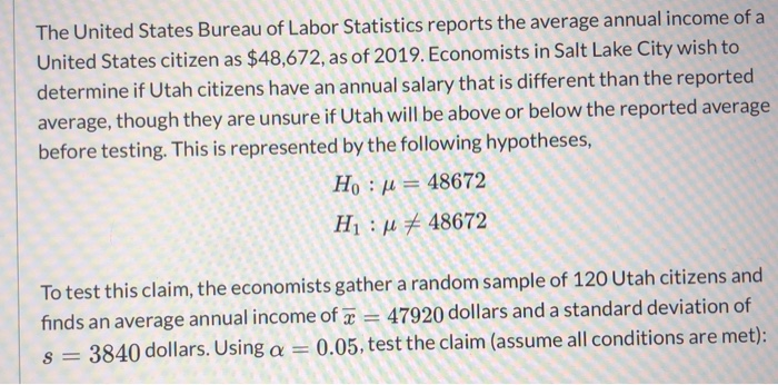 Solved The United States Bureau of Labor Statistics reports 