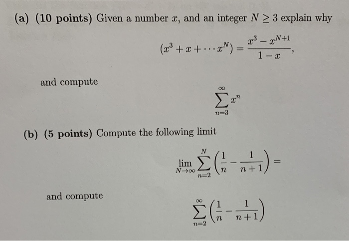Solved (a) (10 points) Given a number 3, and an integer N > | Chegg.com