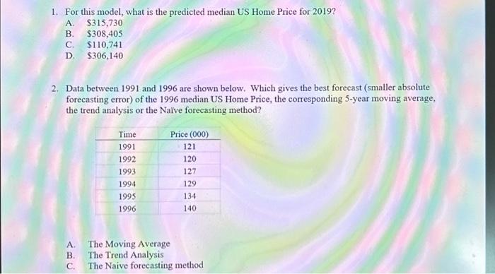 Solved Below is trend analysis output for a time series | Chegg.com