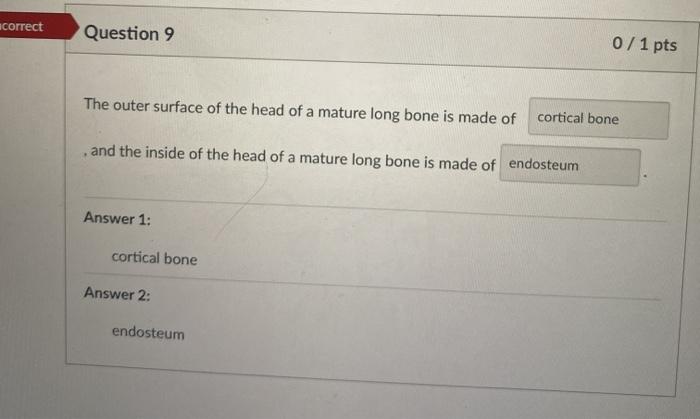 orrect Question 4 0 / 1 pts What tissue, attached to | Chegg.com