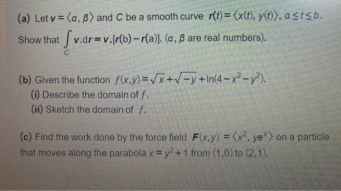 Solved A Let V A B And C Be A Smooth Curve R T X Chegg Com