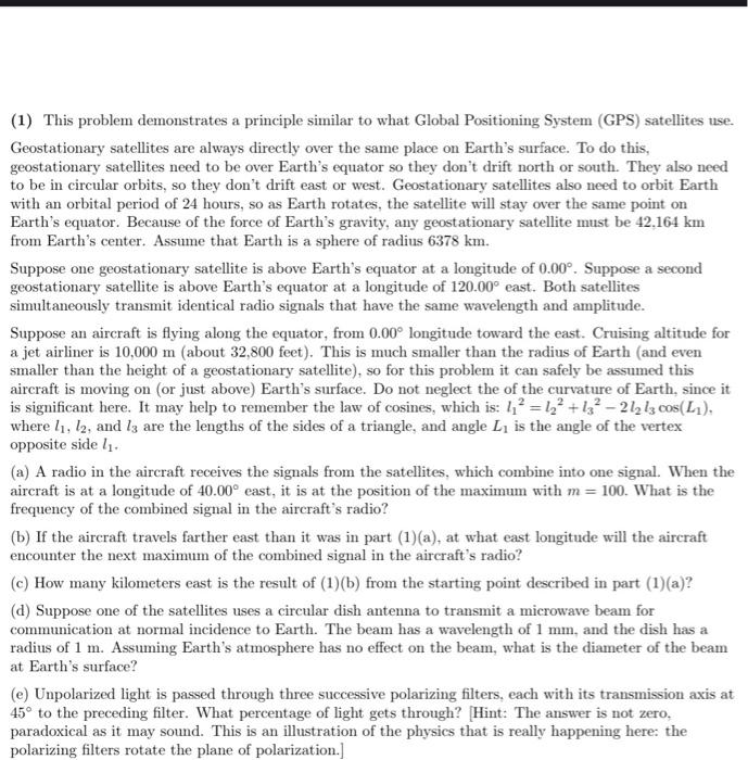 Solved (1) This problem demonstrates a principle similar to | Chegg.com