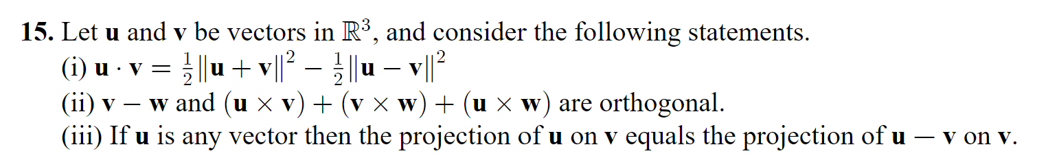 Solved Let u ﻿and v be ﻿vectors in R3, ﻿and consider the | Chegg.com