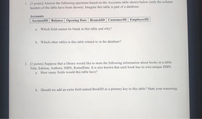 Solved 1. [3 points) Answer the following questions based on | Chegg.com