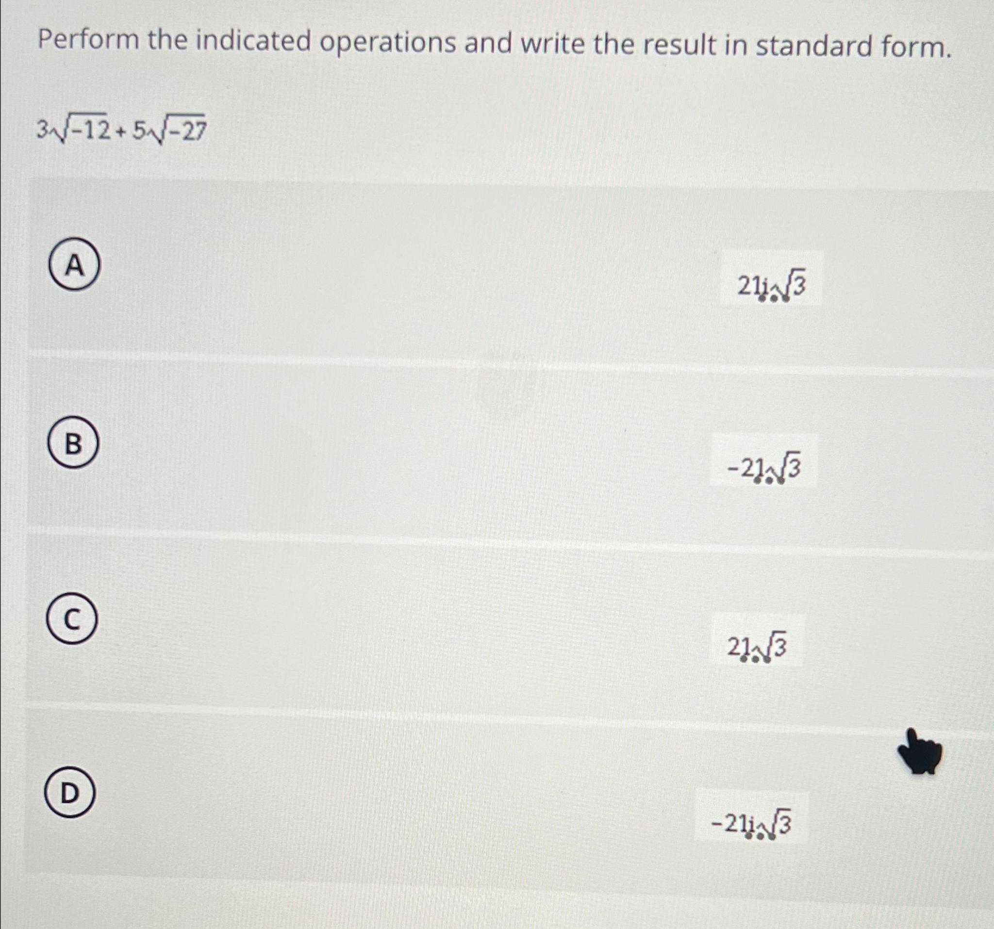 Solved Perform the indicated operations and write the result | Chegg.com