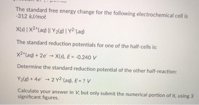 Solved The Standard Cell Potential For The Following Reac Chegg Com