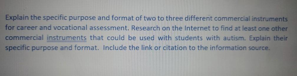 Solved Explain The Specific Purpose And Format Of Two To Chegg Com