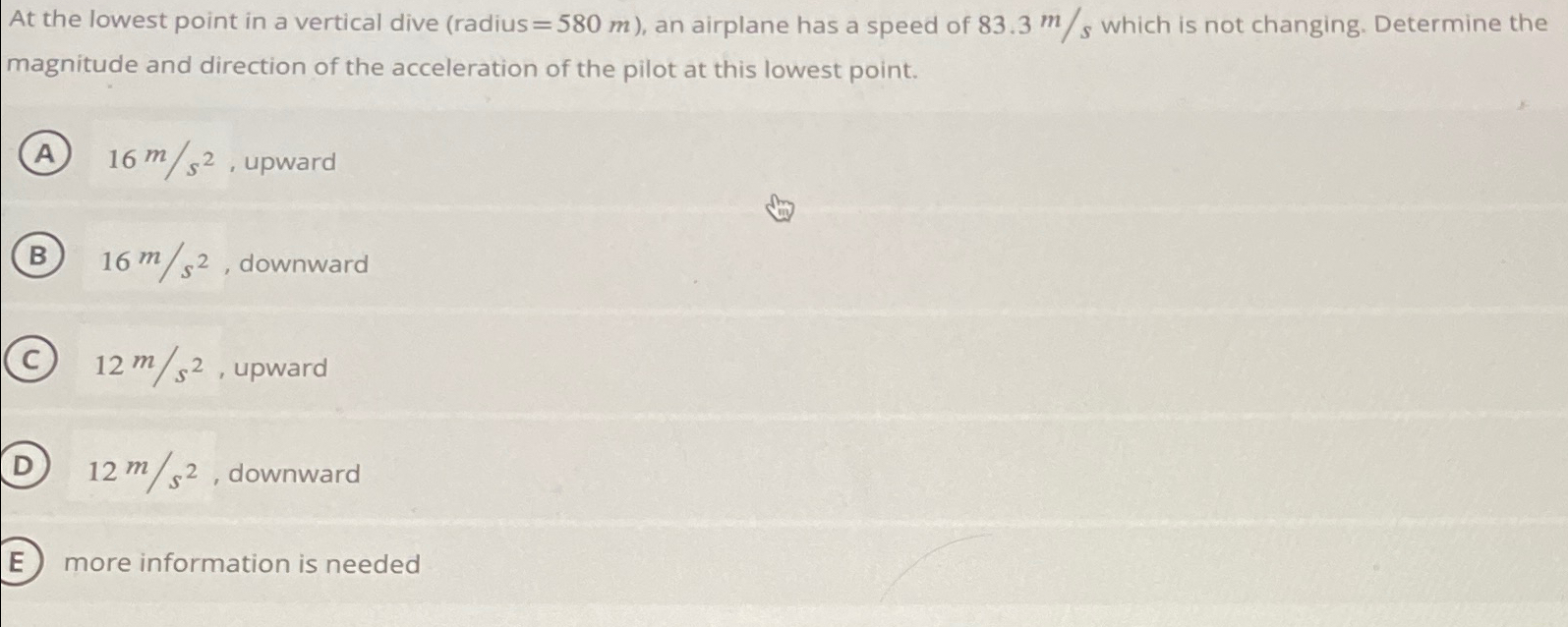 Solved At the lowest point in a vertical dive (radius | Chegg.com