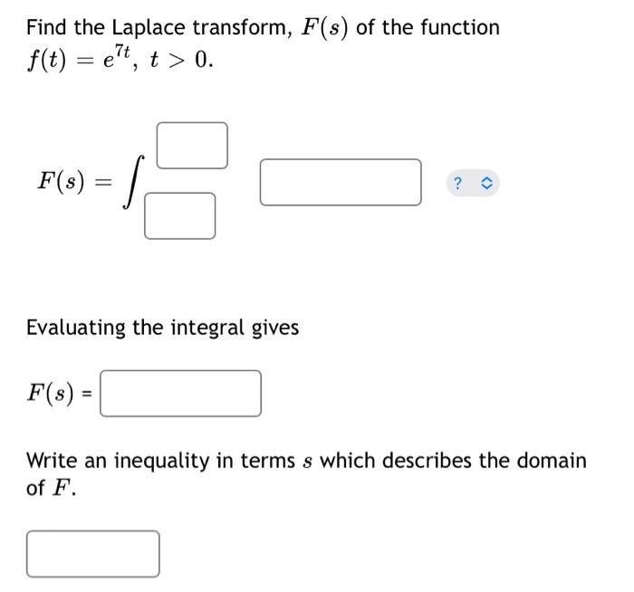 Solved Find The Laplace Transform F S Of The Function F T