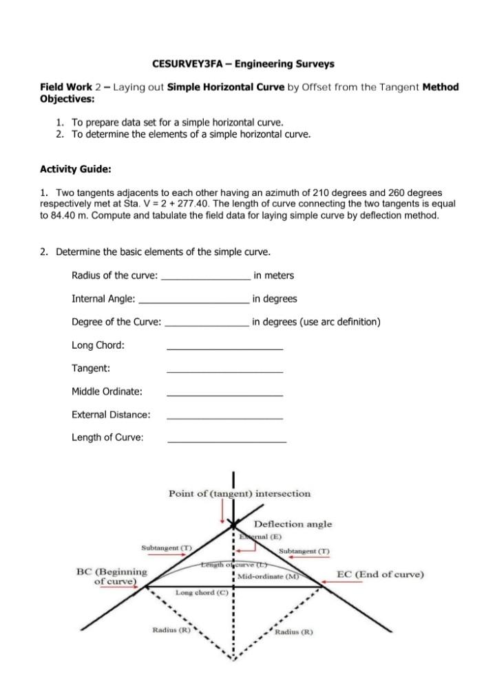 Solved CESURVEY3FA-Engineering Surveys Field Work 2 - Laying | Chegg.com