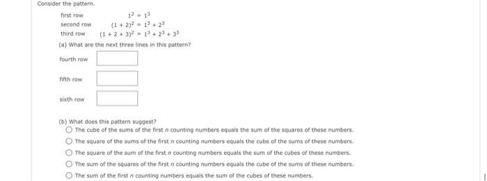 Solved Consider the pattem. first row second row third row | Chegg.com