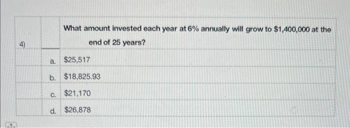 Solved What amount invested each year at 6% annually will | Chegg.com