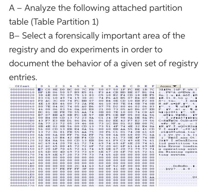 A - Analyze the following attached partition table | Chegg.com