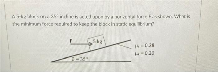 Solved A 5−kg Block On A 35∘ Incline Is Acted Upon By A | Chegg.com