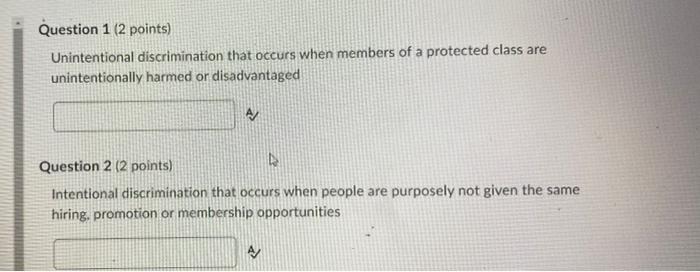 Solved Question 1 (2 points) Unintentional discrimination | Chegg.com