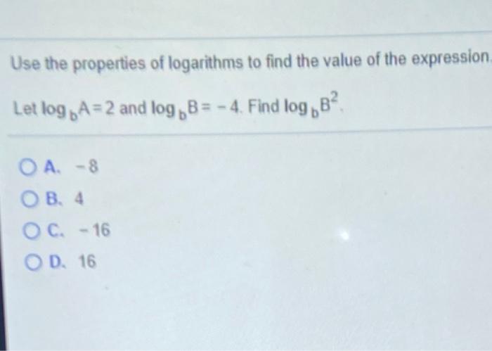 Solved use the properties of logarithms theorem to find the | Chegg.com