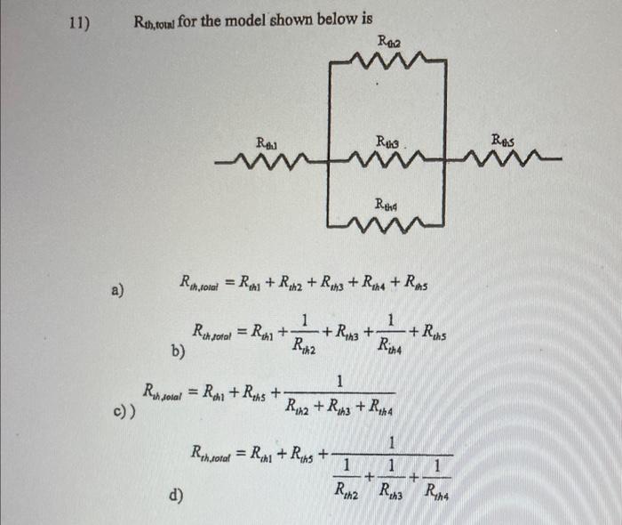 Solved 11) Rth, towa for the model shown below is | Chegg.com