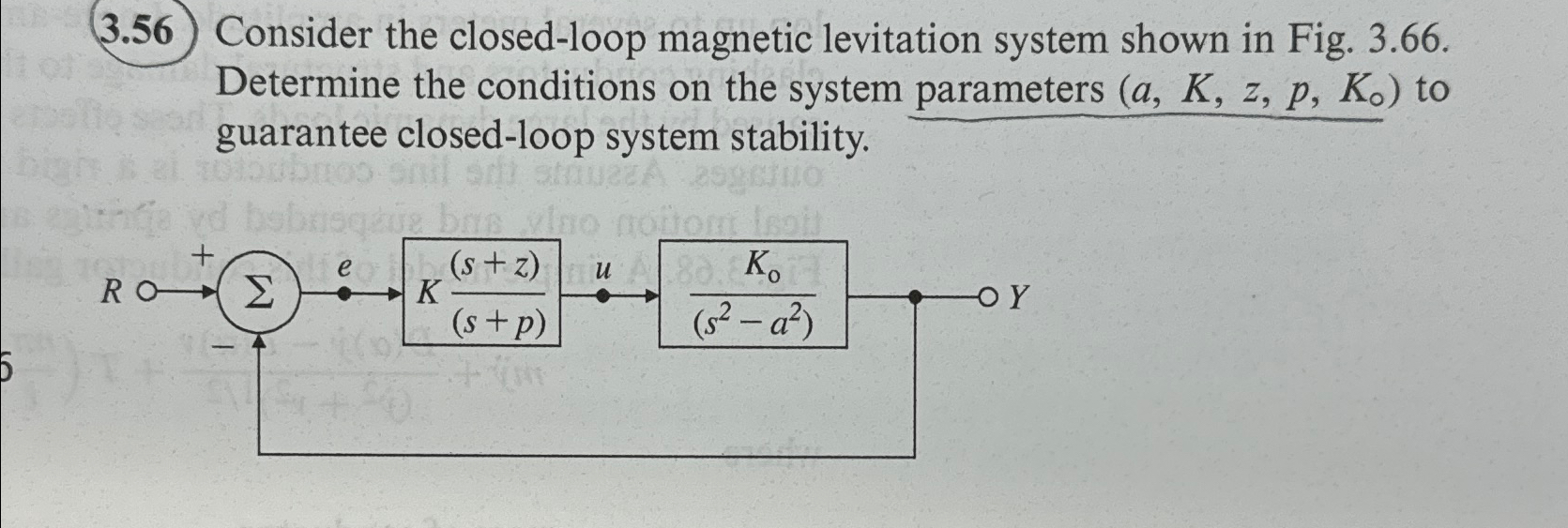 Solved 3.56) ﻿Consider the closed-loop magnetic levitation | Chegg.com