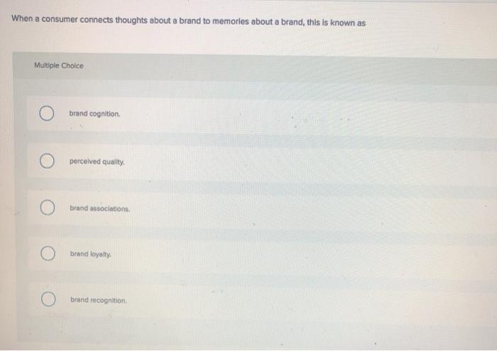 Solved When a consumer connects thoughts about a brand to | Chegg.com