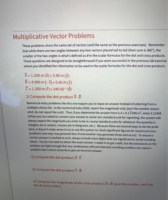 Solved Multiplicative Vector Problems These problems share | Chegg.com