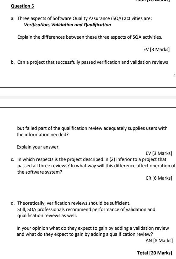 software quality assurance assignment questions