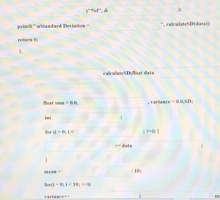 Solved This program calculates the standard deviation of an | Chegg.com