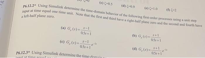 Solved P6.12.2* Using Simulink determine the time-domain | Chegg.com