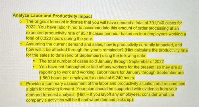 Solved Analyze Labor and Productivity Impact - The original | Chegg.com