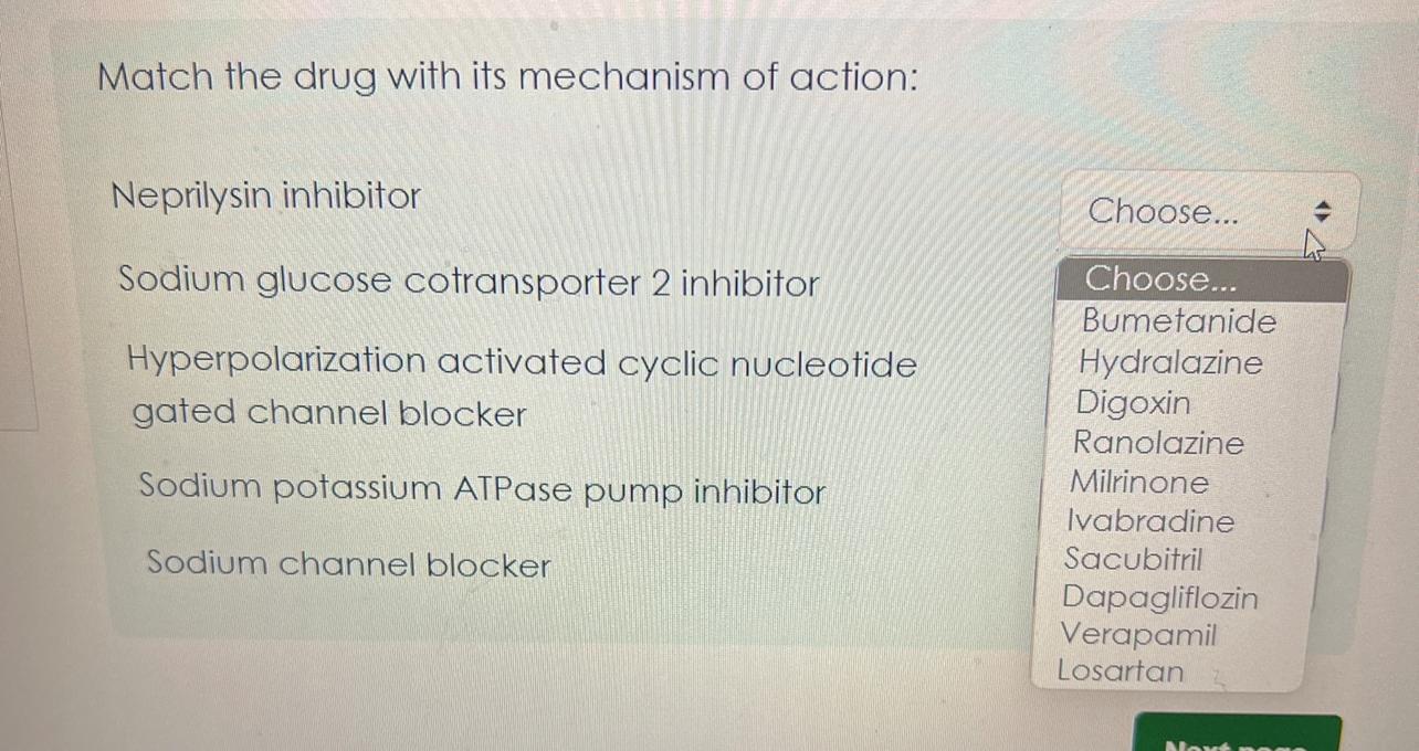 Solved Match the drug with its mechanism of | Chegg.com