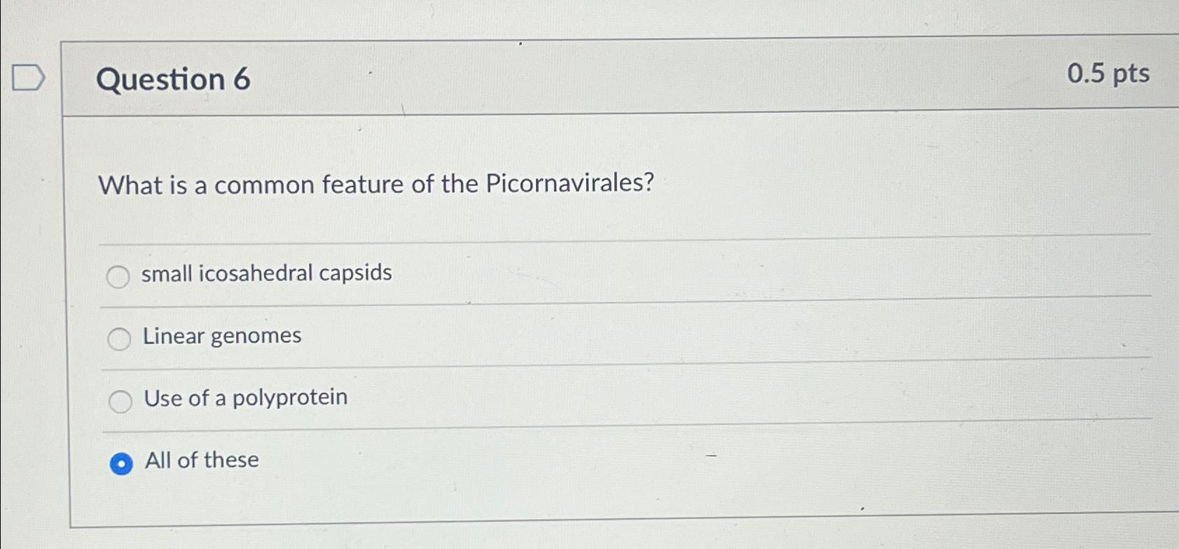 Solved Question 60.5ptsWhat is a common feature of the | Chegg.com