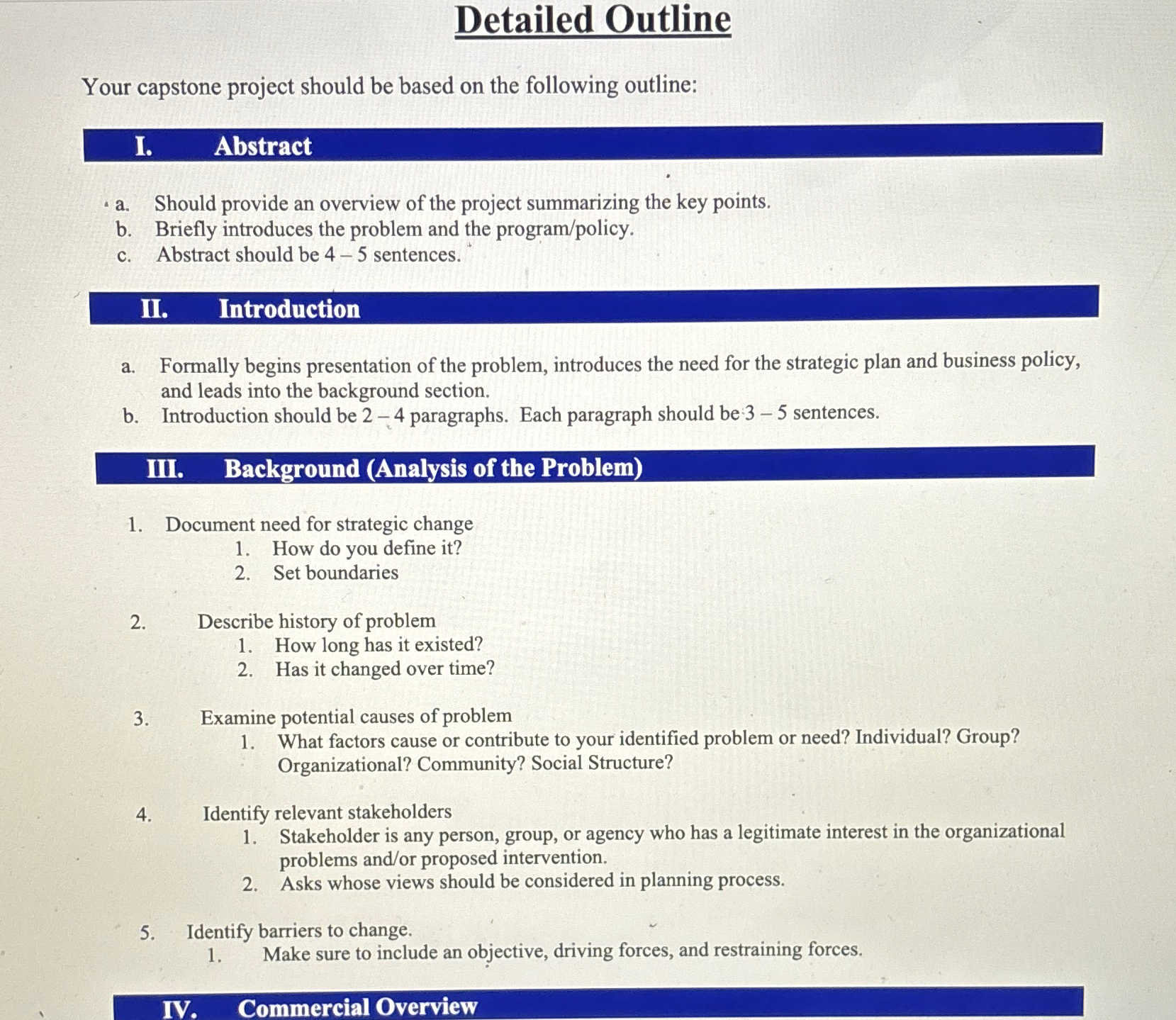 Solved Detailed OutlineYour capstone project should be based | Chegg.com