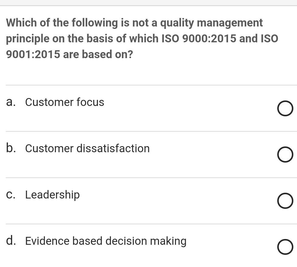Solved Which of the following is not a quality management | Chegg.com