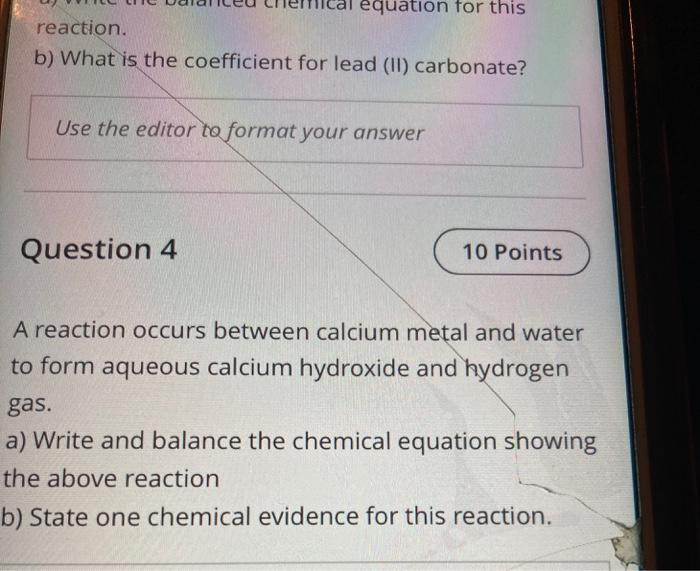 Solved Question 3 10 Points Lead (II) carbonate