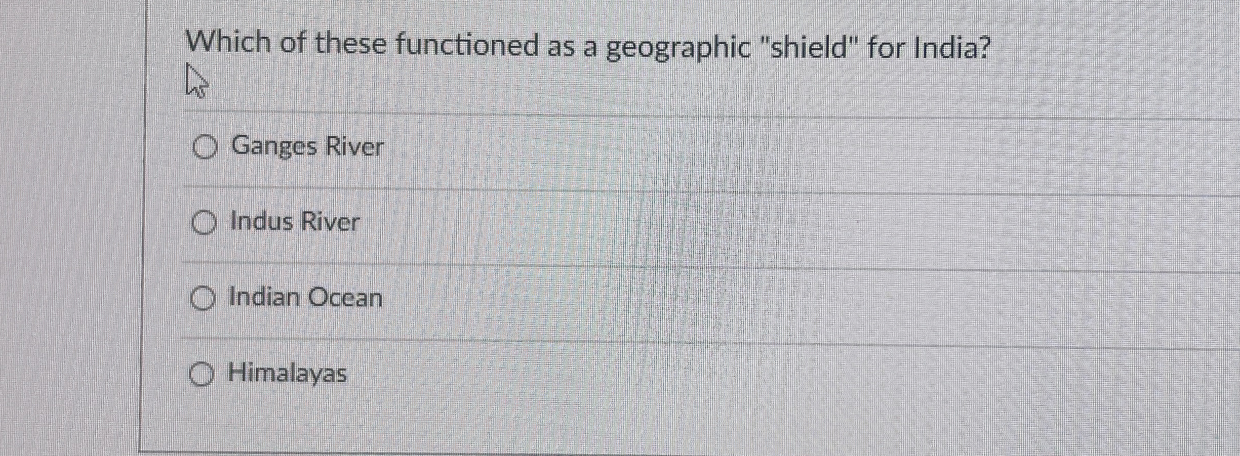 Solved Which of these functioned as a geographic "shield" | Chegg.com