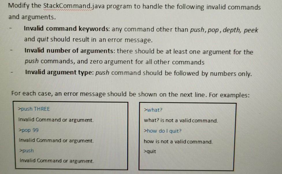 Solved Write a console program (StackCommand.java) for | Chegg.com