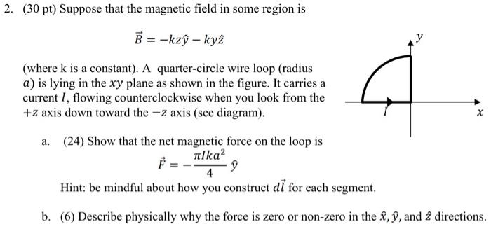 Solved 2. (30 pt) Suppose that the magnetic field in some | Chegg.com