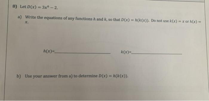 Solved 7) Students were asked to determine functions f and | Chegg.com