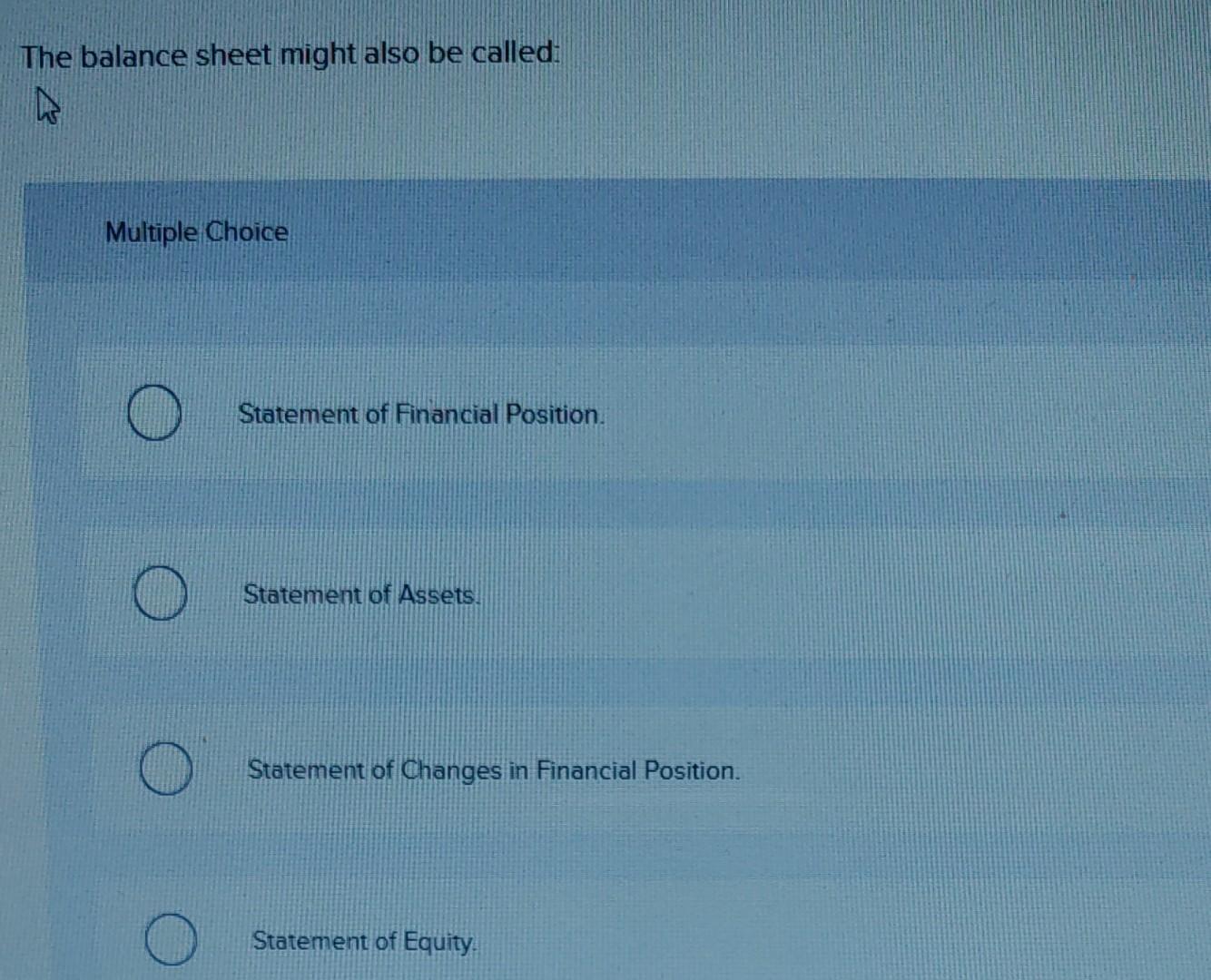 Solved The balance sheet might also be called: Multiple | Chegg.com
